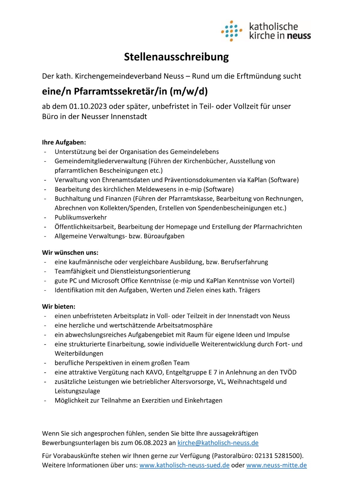 Stellenausschreibung PAS Erft