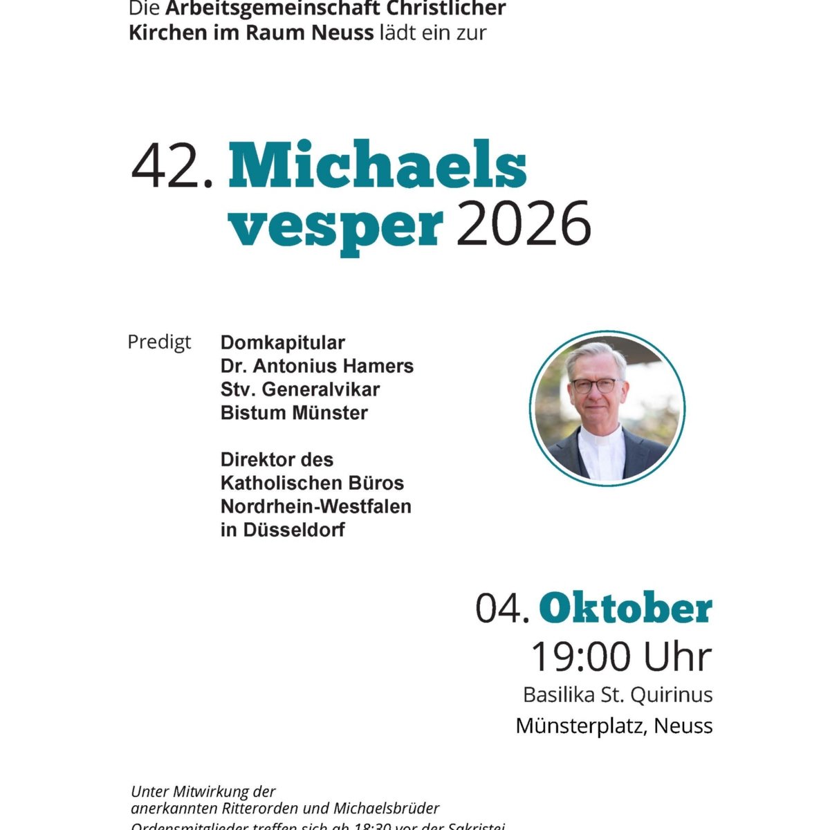 Michaelsvesper 2026 (c) Katholische Kirche in Neuss