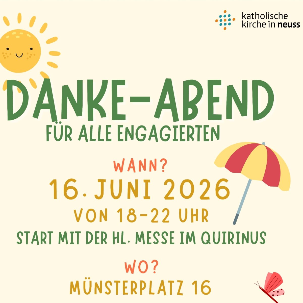 Danke-Abend für alle Engagierten am 16.06.2026 (c) Katholische Kirche in Neuss