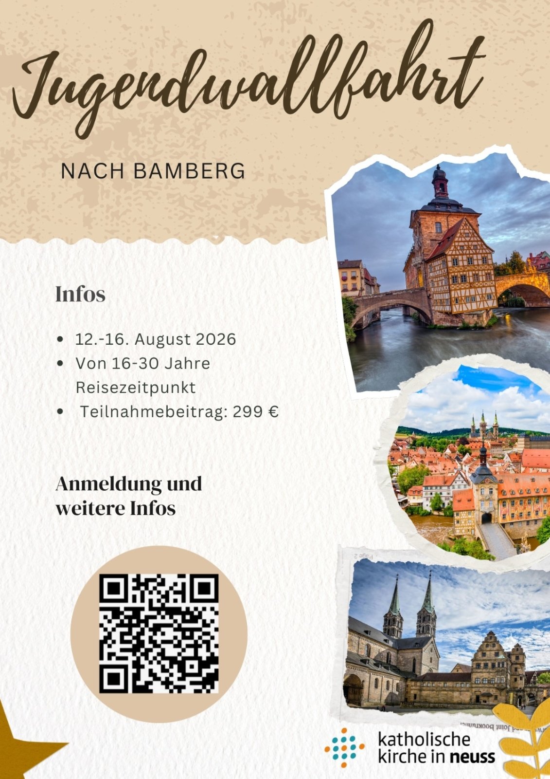 Jugendwallfahrt nach Bamberg - 12.-16.08.2026 (c) Katholische Kirche in Neuss