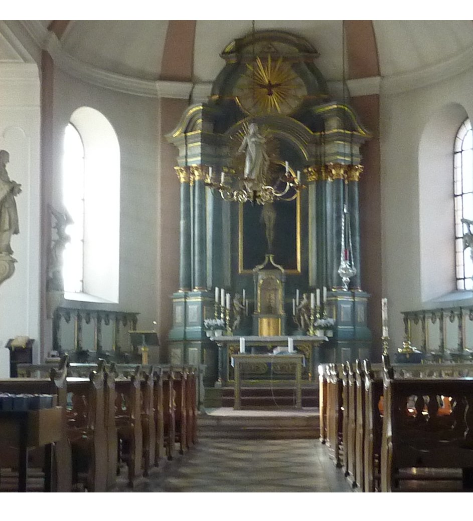 St. Andreas in Norf (Rand) (c) Chris06, St. Andreas (Norf)3, bearbeitet, CC BY-SA 4.0 (creativecommons.org/licenses/by-sa/4.0), via Wikimedia Commons
