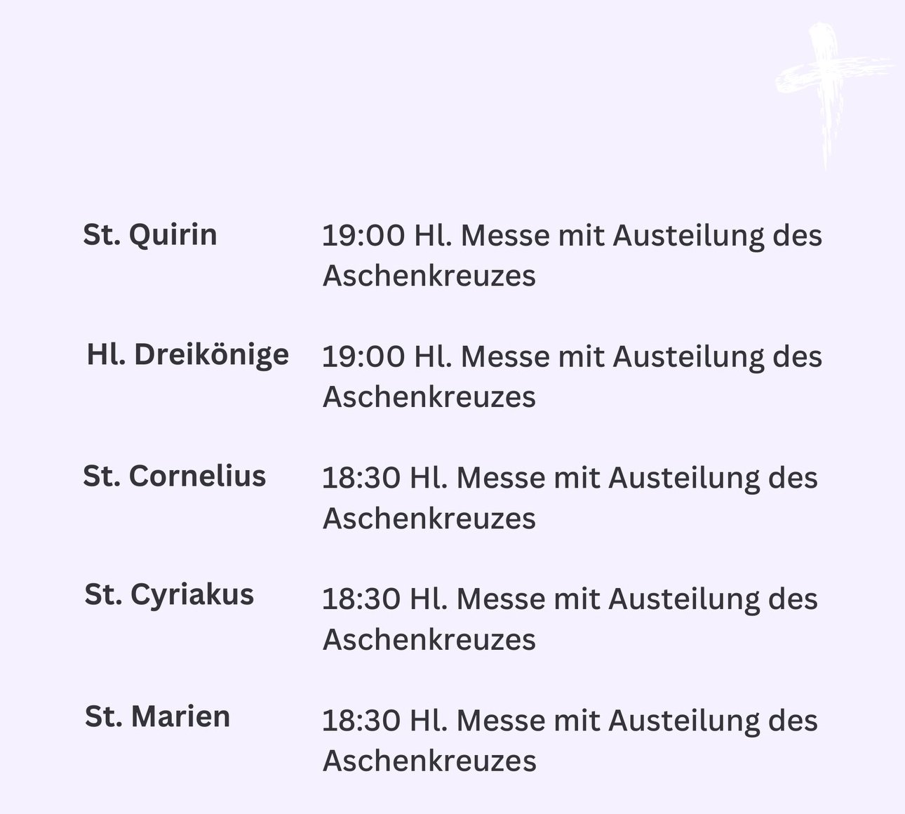 Gottesdienste am Aschermittwoch 2026 - Teil 1 (c) Katholische Kirche in Neuss
