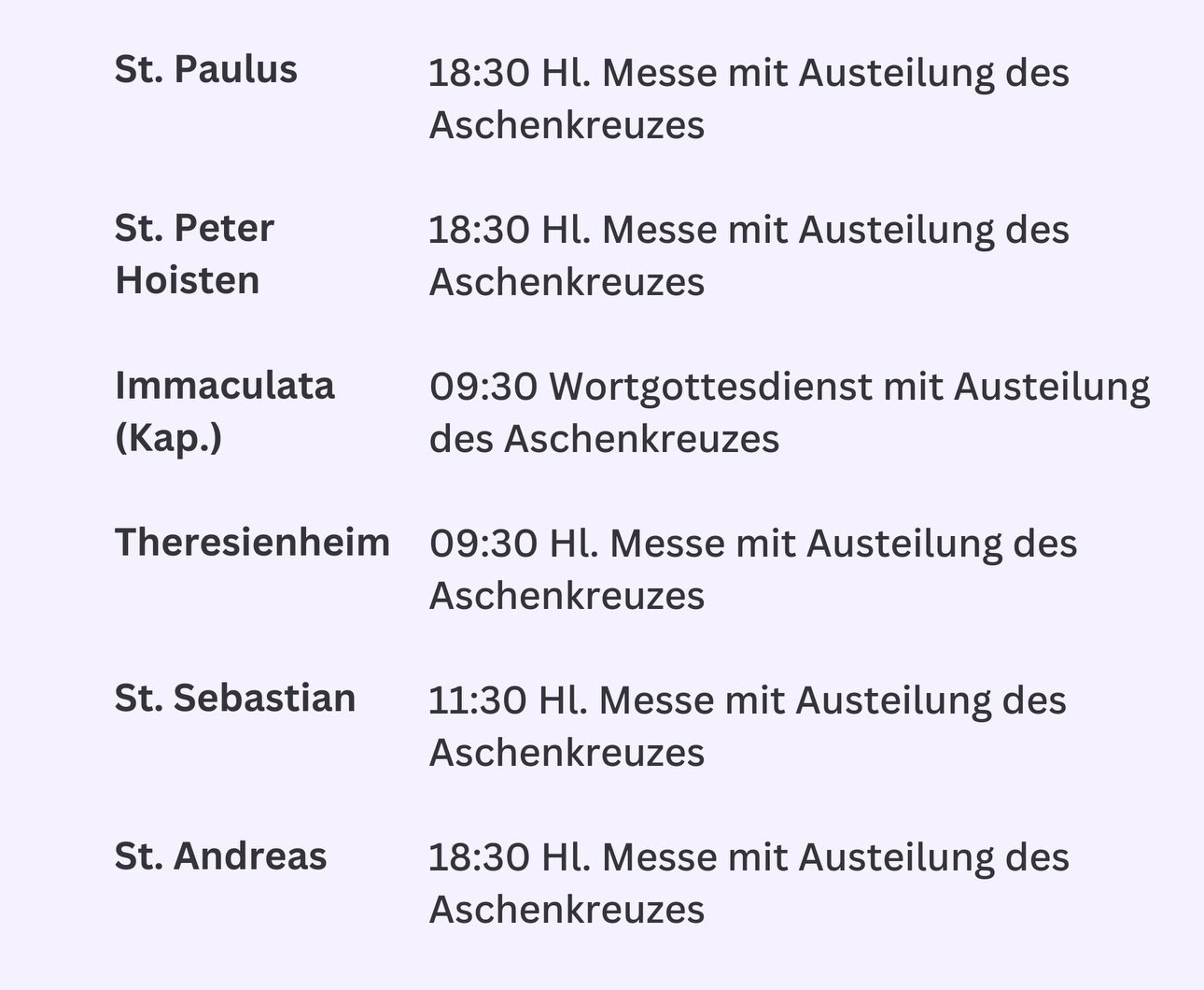 Gottesdienste am Aschermittwoch 2026 - Teil 2 (c) Katholische Kirche in Neuss