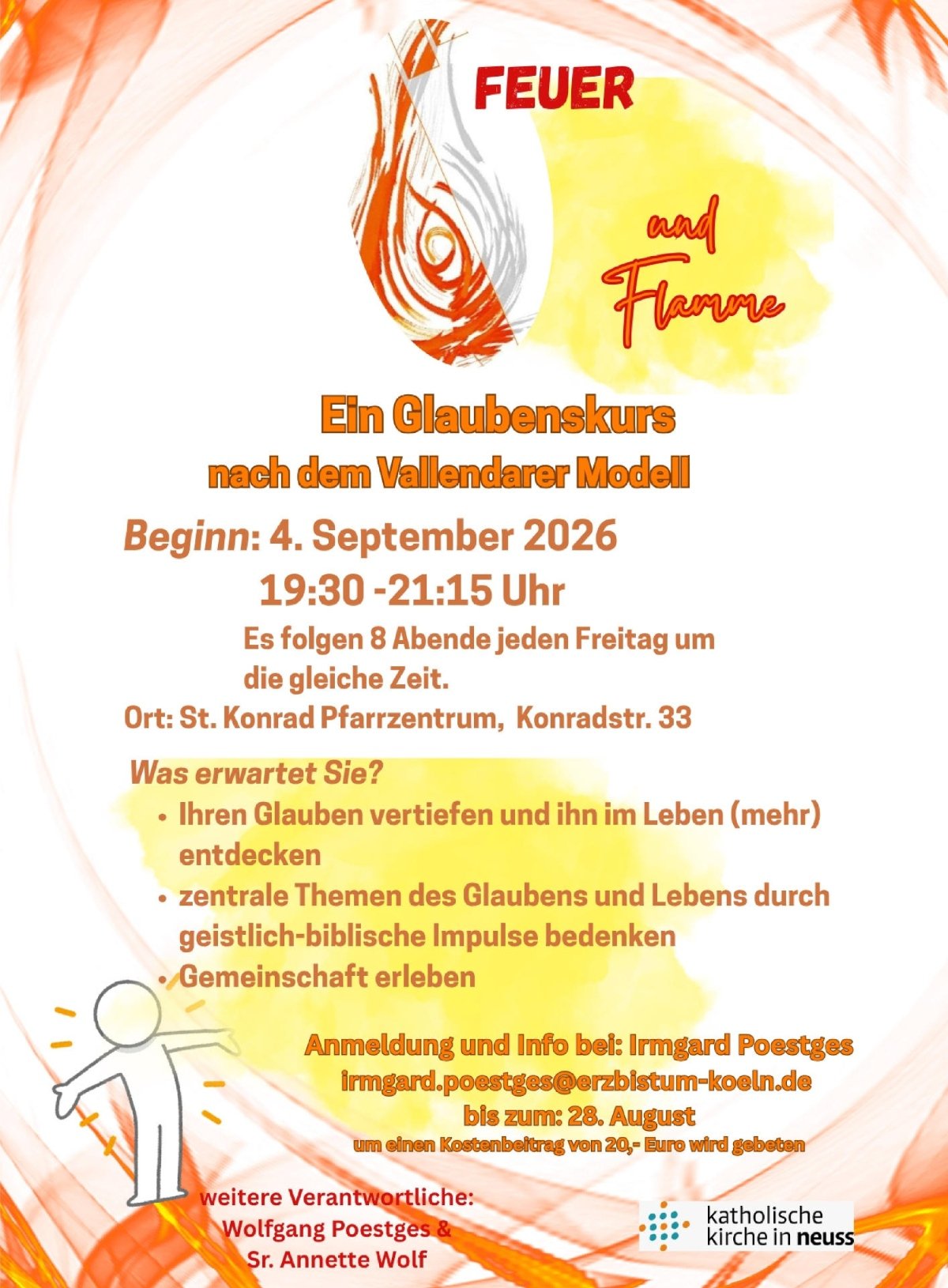 Glaubenskurs „Feuer und Flamme“ ab 04.09.2026 in St. Konrad (c) Katholische Kirche in Neuss