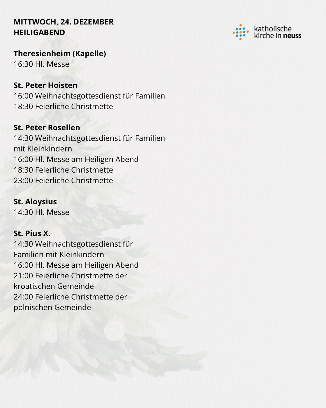 Weihnachtsgottesdienste - 24.12.2025 - 2 (c) Katholische Kirche in Neuss