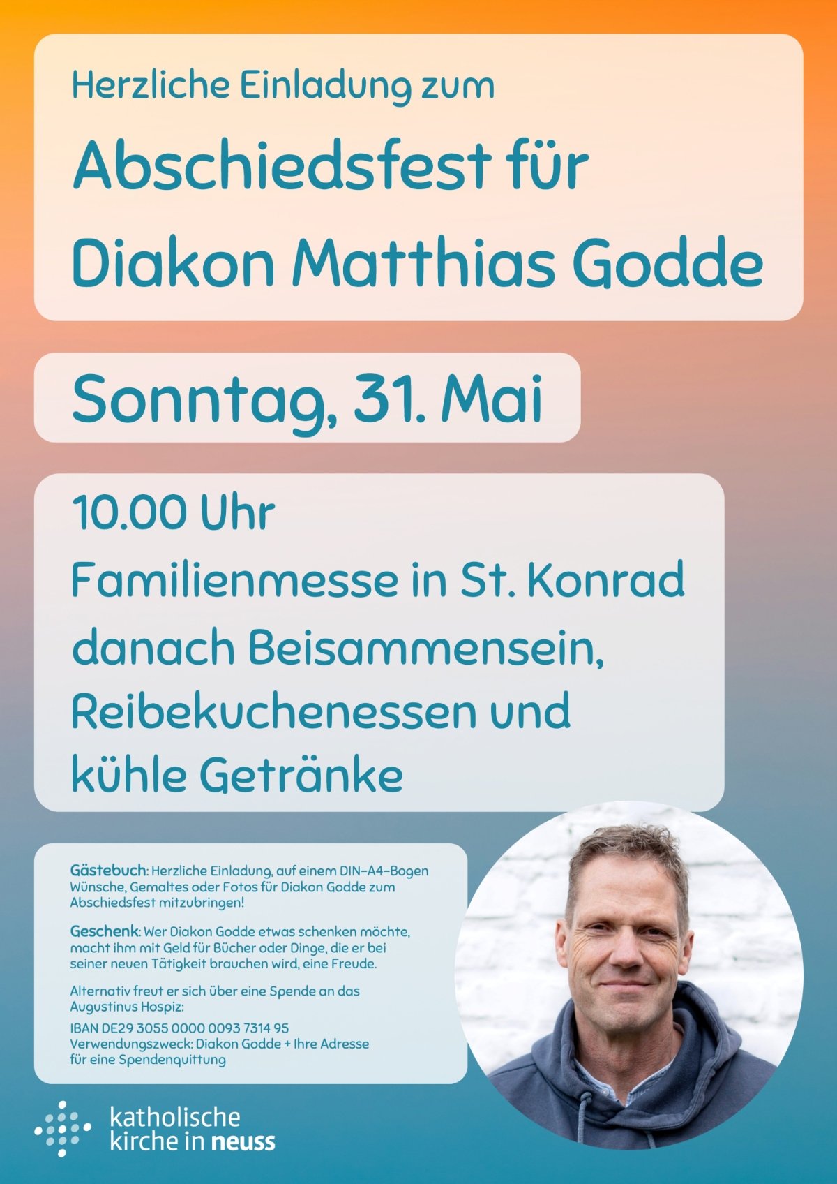 Abschiedsfest für Diakon Matthias Godde am 31.05.2026 in St. Konrad - Plakat (c) C. Leuker
