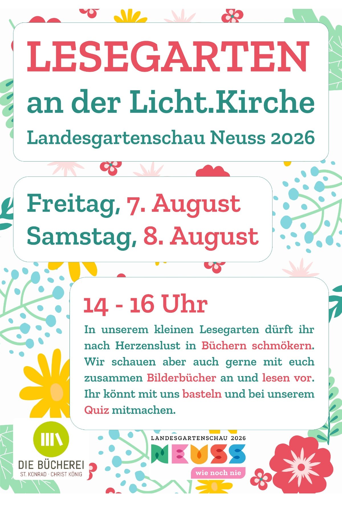 Lesegarten an der Licht.Kirche auf der LAGA am 07.08.2026 und 08.08.2026 (Rand) (c) C. Leuker
