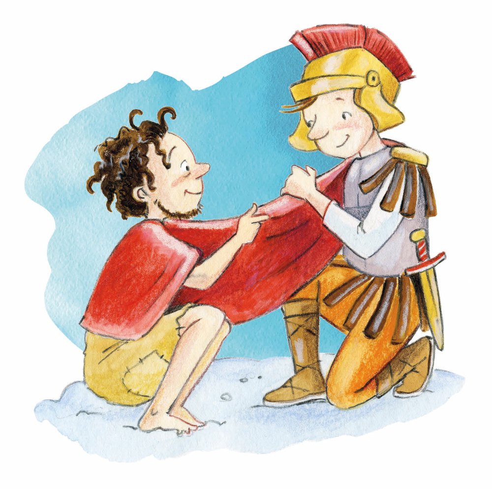 Sankt Martin und der Bettler (c) Gabriele Pohl, ReclameBüro / Kindermissionswerk