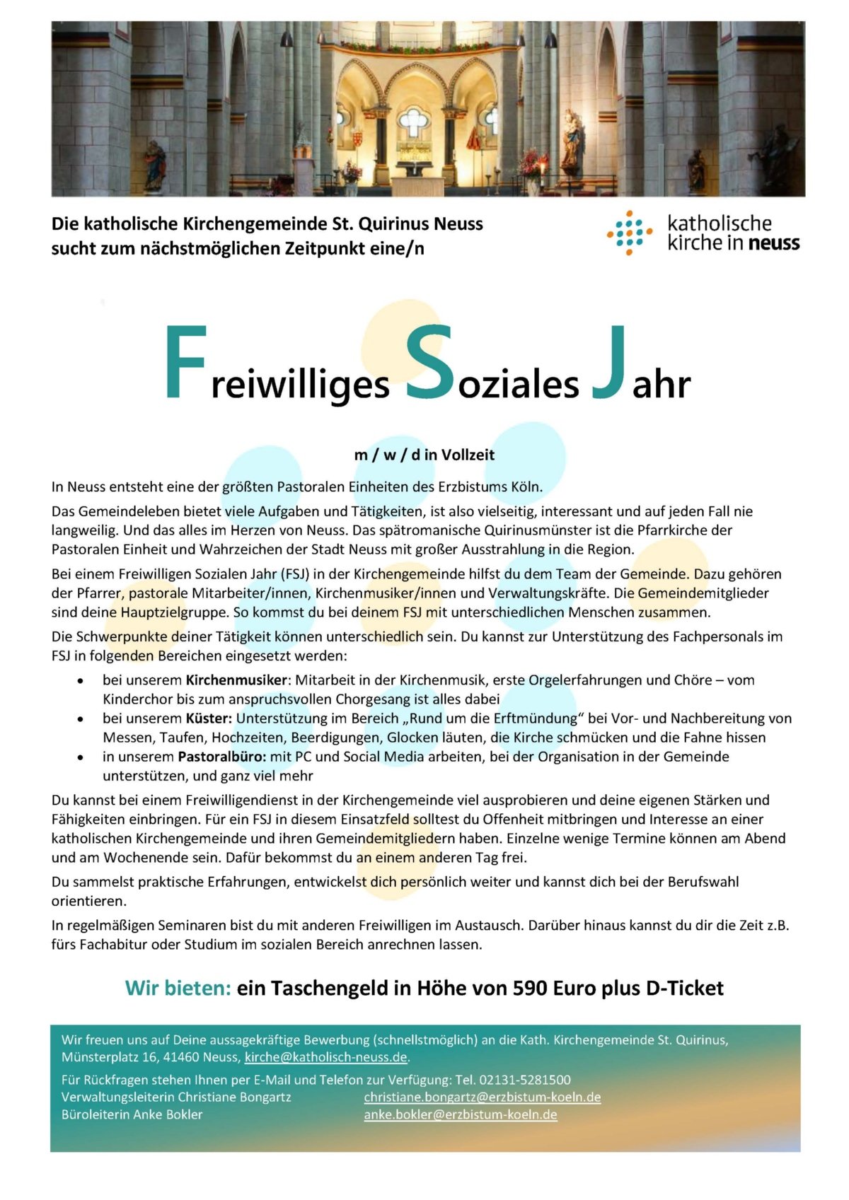 2026-08 Stellenausschreibung FSJ Neuss (c) Katholische Kirche in Neuss